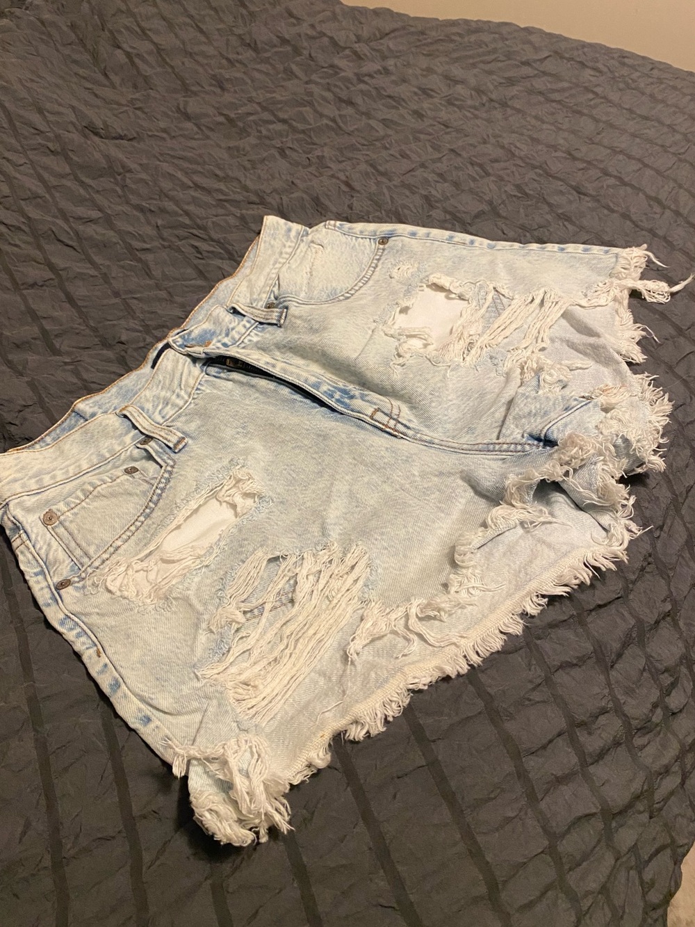 Aeropostale Light Wash High-Rise Distressed Denim Shorts